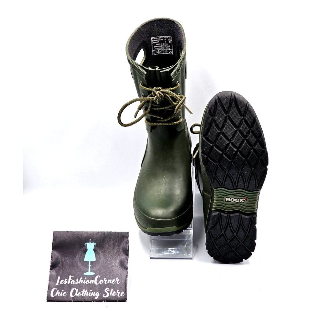Bogs Women's Olive Green Rubber Amanda Waterproof Outdoor Rain Boots Sz 6 2347 - Picture 4 of 16